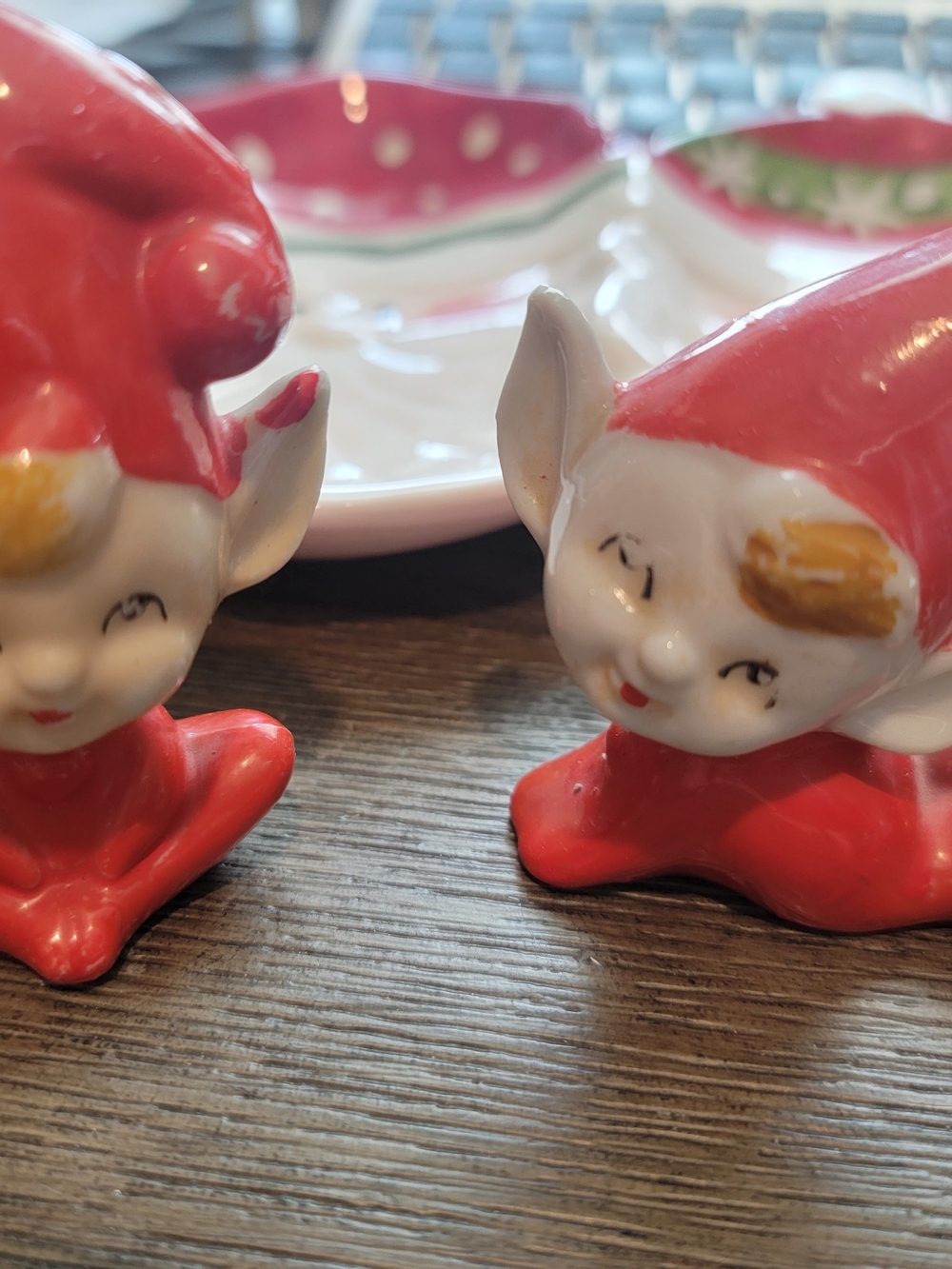 Vintage Red Ceramic CHRISTMAS Elves